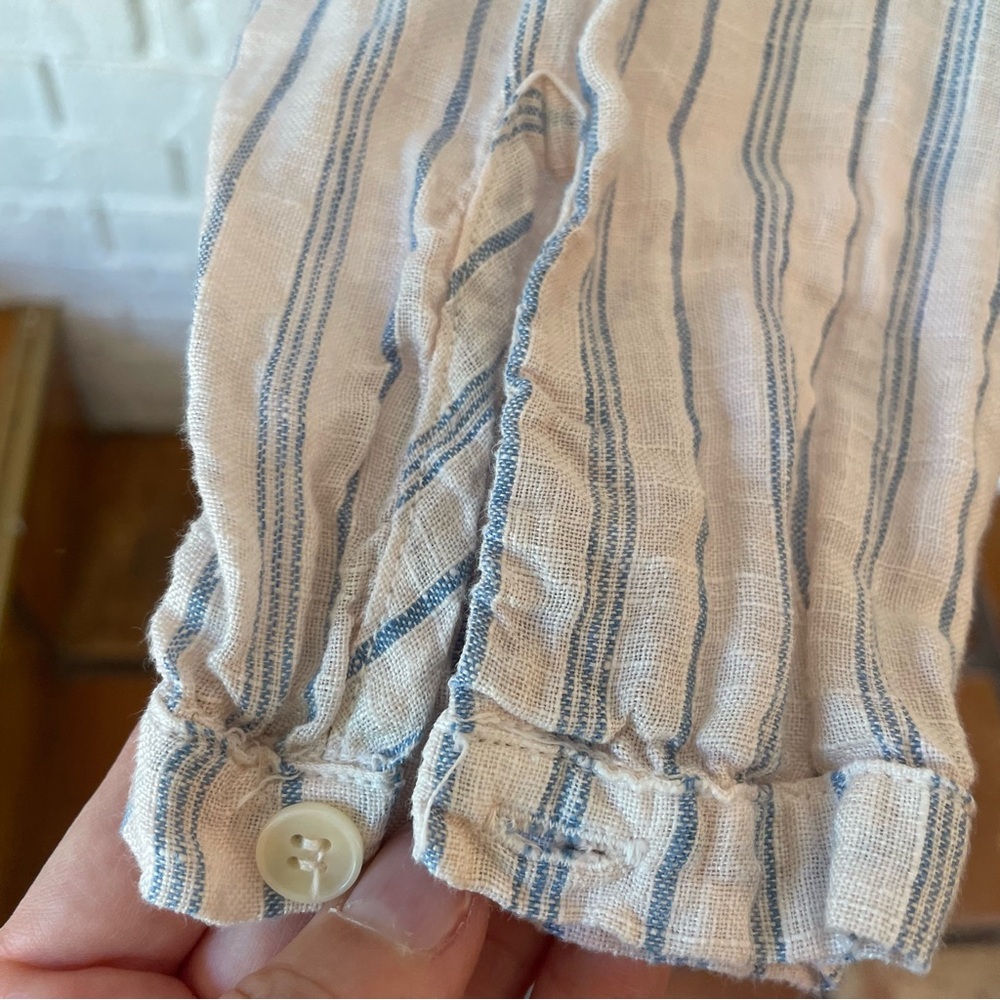 CP shades 100% Linen Blue Striped Tunic Small - Picture 4 of 12